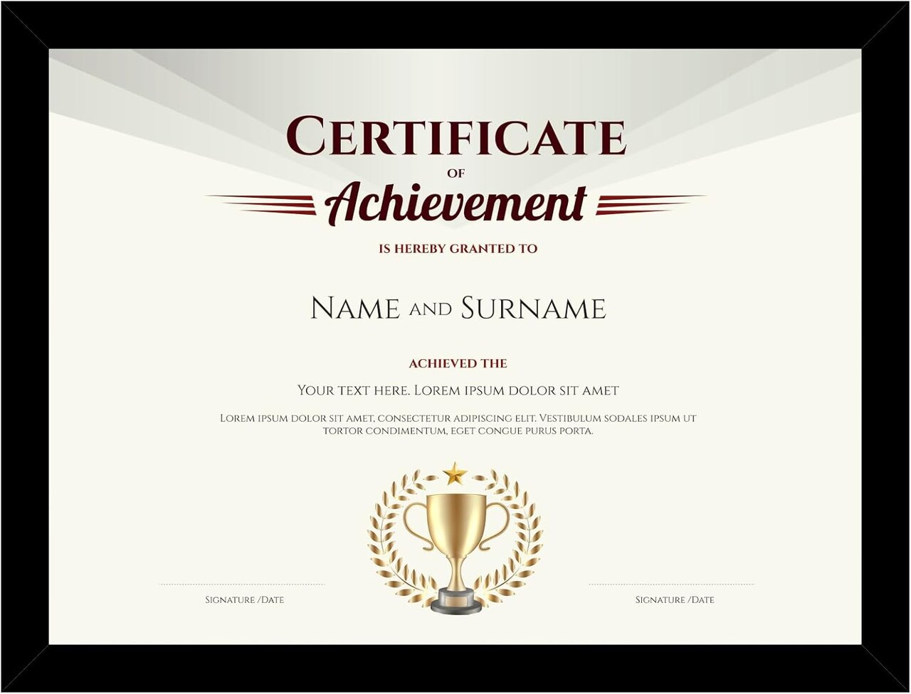 8.5x11 Picture Frame Black for 8.5 by 11 Document Certificate Diploma, Wood 8 1/2 X 11 Certificate Frame for Wall and Tabletop, Black